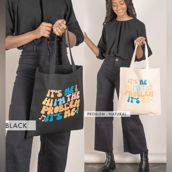 Handbags - Taylor Swift Themed Anti-Hero Canvas Black Tote Bag, Over the Shoulder